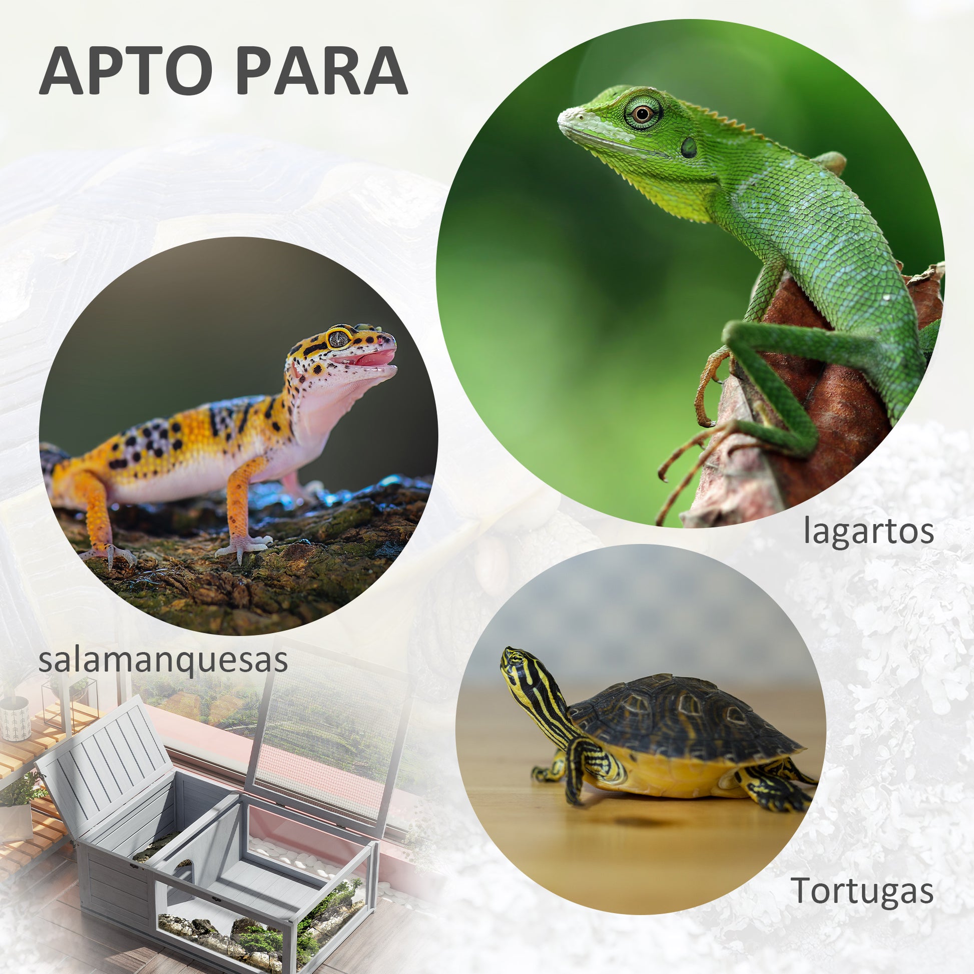 Wooden Turtle House Reptile Terrarium with Mesh Roof Removable Transparent Side Panels and Safety Latch Turtle Shed 91x60.5x32 cm Gray