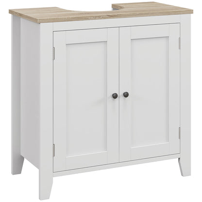 Bathroom Sink Cabinet with Pedestal Under Sink Cabinet with 2 Doors and Adjustable Shelf Modern Style 60x30x60 cm White