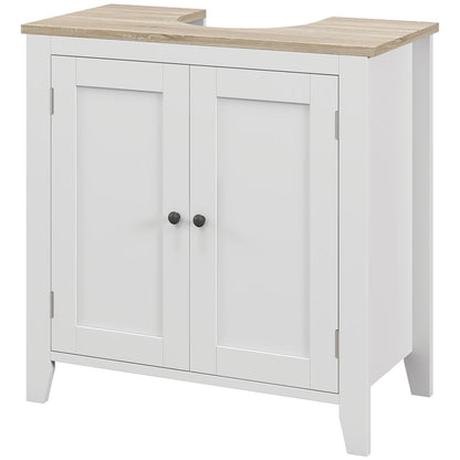 Bathroom Sink Cabinet with Pedestal Under Sink Cabinet with 2 Doors and Adjustable Shelf Modern Style 60x30x60 cm White