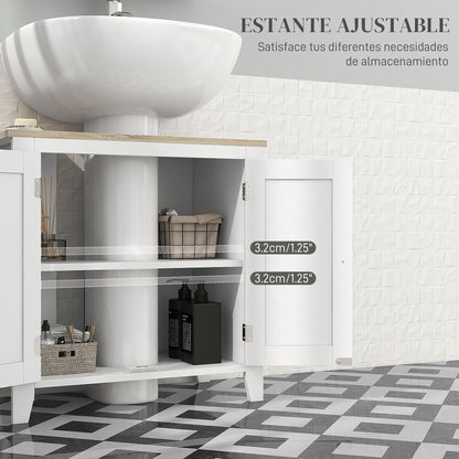 Bathroom Sink Cabinet with Pedestal Under Sink Cabinet with 2 Doors and Adjustable Shelf Modern Style 60x30x60 cm White