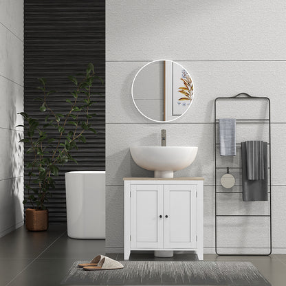 Bathroom Sink Cabinet with Pedestal Under Sink Cabinet with 2 Doors and Adjustable Shelf Modern Style 60x30x60 cm White