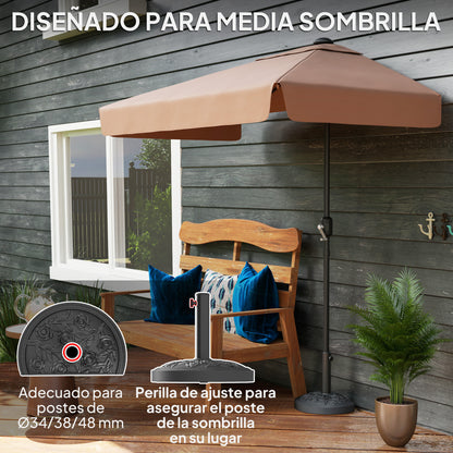 Semi-Circular Umbrella Base Umbrella Stand Umbrella Stand with Cement Filling Weight 12 kg for Garden Terrace Black