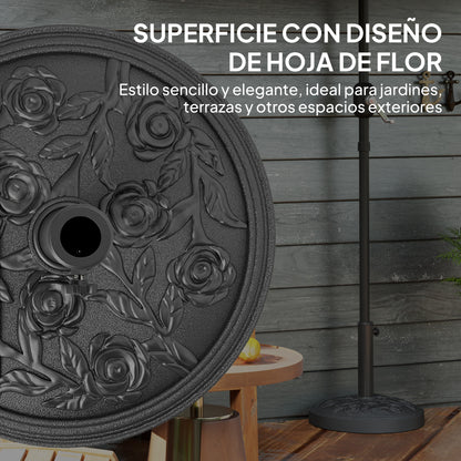 Semi-Circular Umbrella Base Umbrella Stand Umbrella Stand with Cement Filling Weight 12 kg for Garden Terrace Black