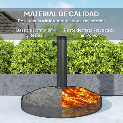 Semi-Circular Umbrella Base Umbrella Stand Umbrella Stand with Cement Filling Weight 12 kg for Garden Terrace Black