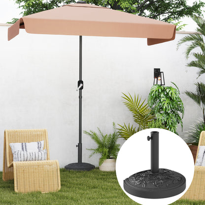 Semi-Circular Umbrella Base Umbrella Stand Umbrella Stand with Cement Filling Weight 12 kg for Garden Terrace Black