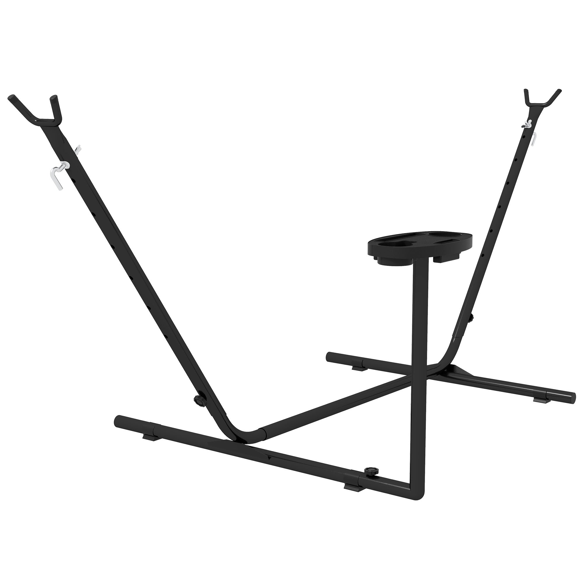 Hammock Stand, Hammock Stand with Side Shelf, Stand for Hammock, Up to 150 kg Load Capacity, Steel, Black, 285 x 125 x 110 cm
