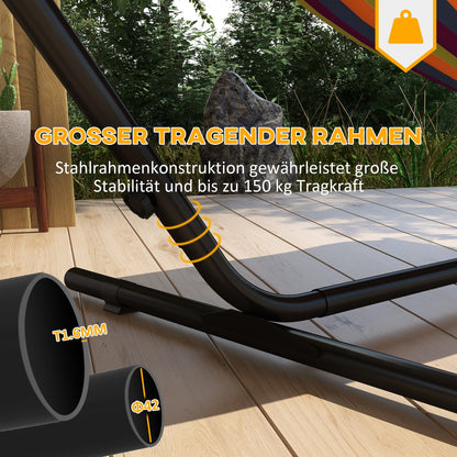 Hammock Stand, Hammock Stand with Side Shelf, Stand for Hammock, Up to 150 kg Load Capacity, Steel, Black, 285 x 125 x 110 cm