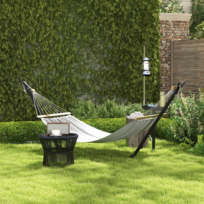 Hammock Stand, Hammock Stand with Side Shelf, Stand for Hammock, Up to 150 kg Load Capacity, Steel, Black, 285 x 125 x 110 cm