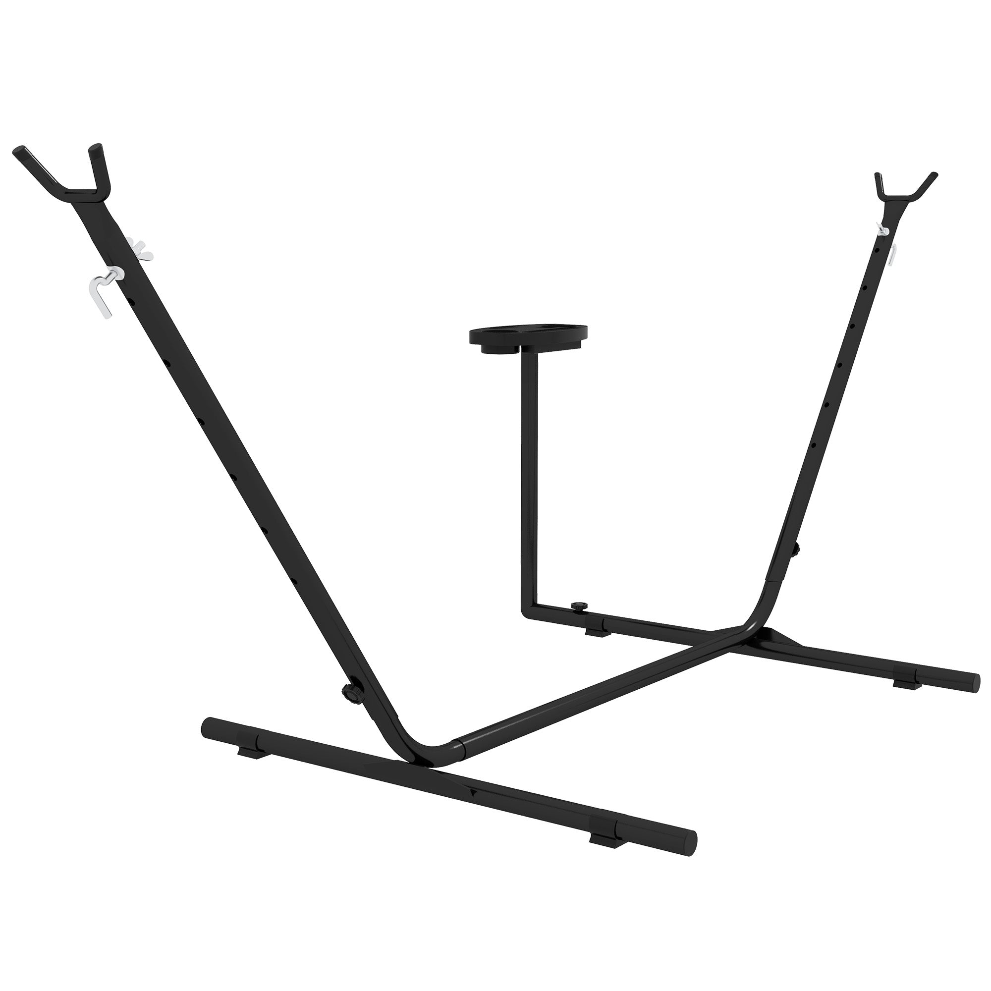 Hammock Stand, Hammock Stand with Side Shelf, Stand for Hammock, Up to 150 kg Load Capacity, Steel, Black, 285 x 125 x 110 cm