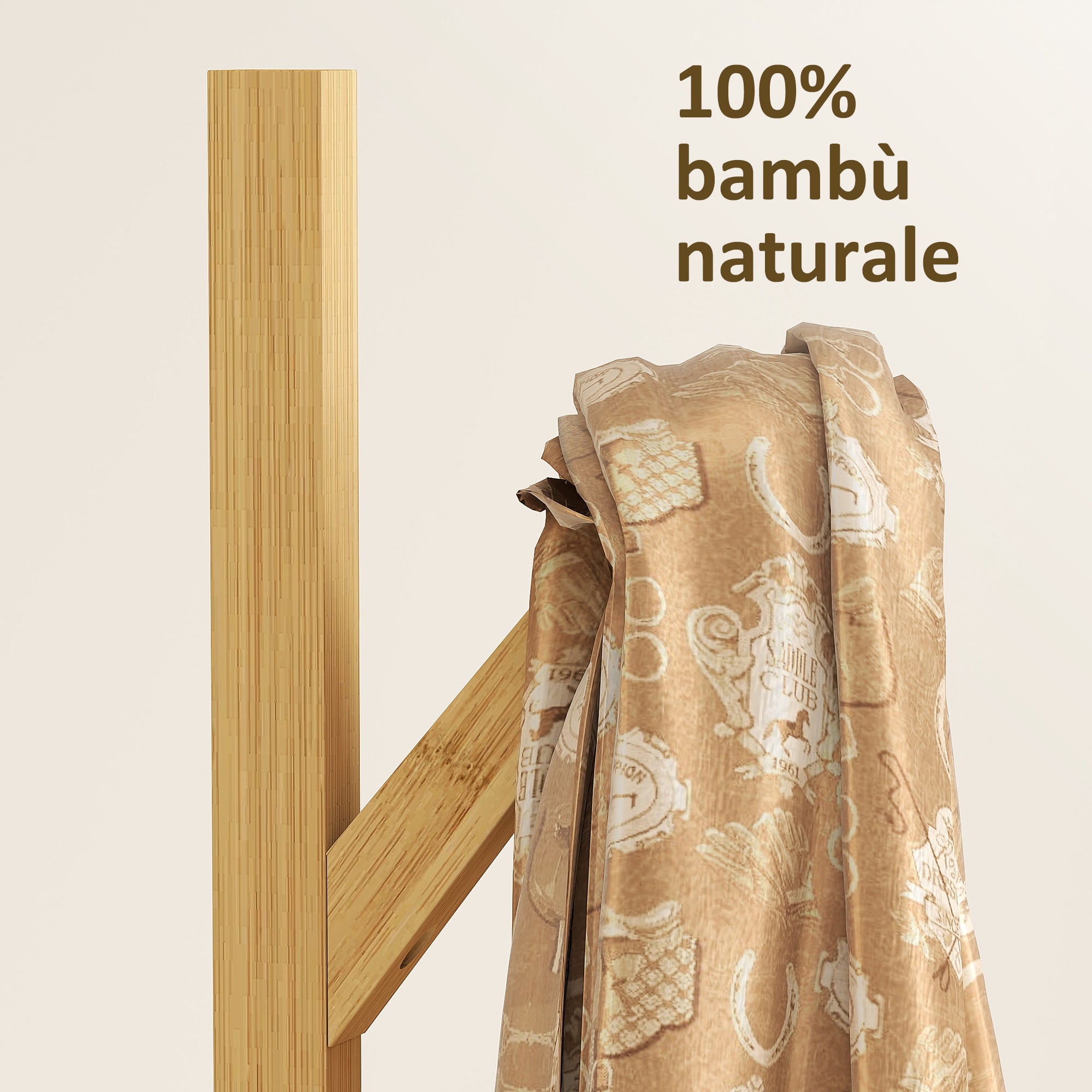 Bamboo Free Standing Coat Rack, Tree Coat Rack with 9 Hooks and 3 Large Shelves for Entryway, Free Standing Coat Stand for Jackets, Hats, Clothes, and Bags, Natural Wood and White