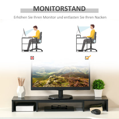 Monitor Stand Dual Screen Riser Adjustable Length and Swivel Angle Screen Stand for PC Notebook Laptop Printer 31.5-46 x 9.3 x 3.9 inches Black