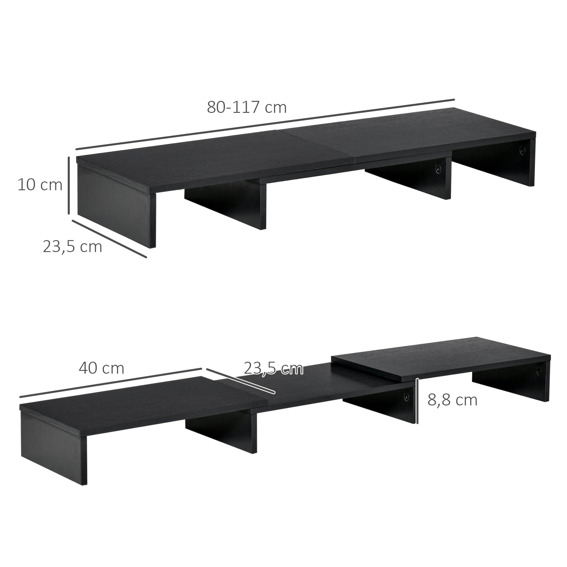Monitor Stand Dual Screen Riser Adjustable Length and Swivel Angle Screen Stand for PC Notebook Laptop Printer 31.5-46 x 9.3 x 3.9 inches Black