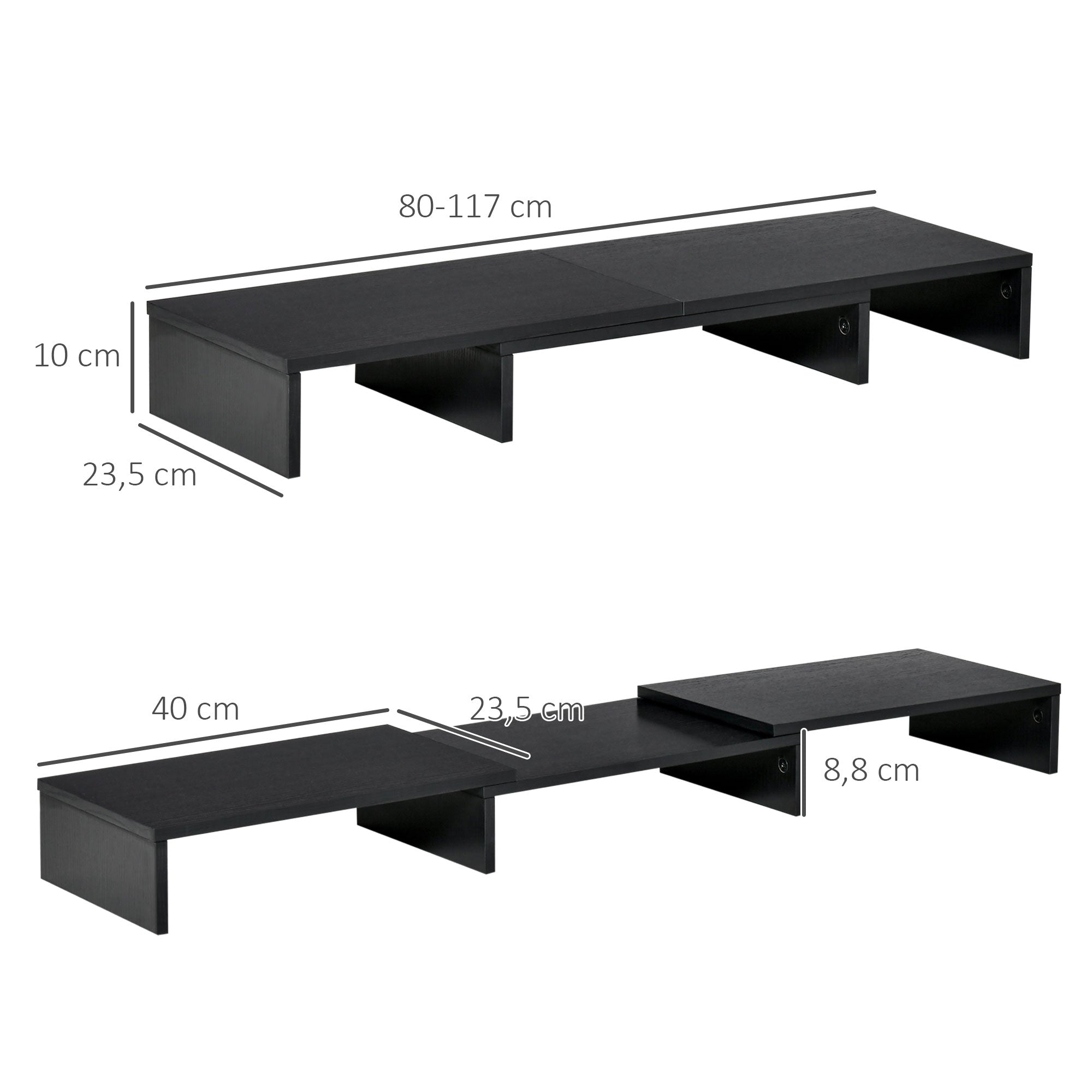 Monitor Stand Dual Screen Riser Adjustable Length and Swivel Angle Screen Stand for PC Notebook Laptop Printer 31.5-46 x 9.3 x 3.9 inches Black