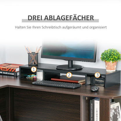 Monitor Stand Dual Screen Riser Adjustable Length and Swivel Angle Screen Stand for PC Notebook Laptop Printer 31.5-46 x 9.3 x 3.9 inches Black