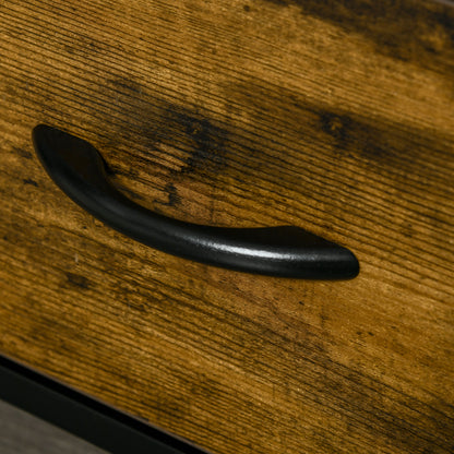 Fabric Drawer Storage Cabinet with 2 Drawers, Shelf Chest with Steel Frame Cabinet for Bedroom, Living Room Rustic Brown