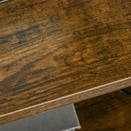 Fabric Drawer Storage Cabinet with 2 Drawers, Shelf Chest with Steel Frame Cabinet for Bedroom, Living Room Rustic Brown