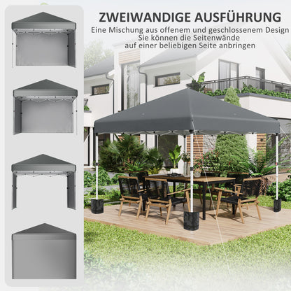 Pavilion approx. 3x3m, water-resistant Stable Winterproof Pop-up Folding Pavilion with 2 Side Walls, UV Protection 30+, Foldable Party Tent Garden Tent with Bag, Garden Pavilion for Camping, Dark Gray
