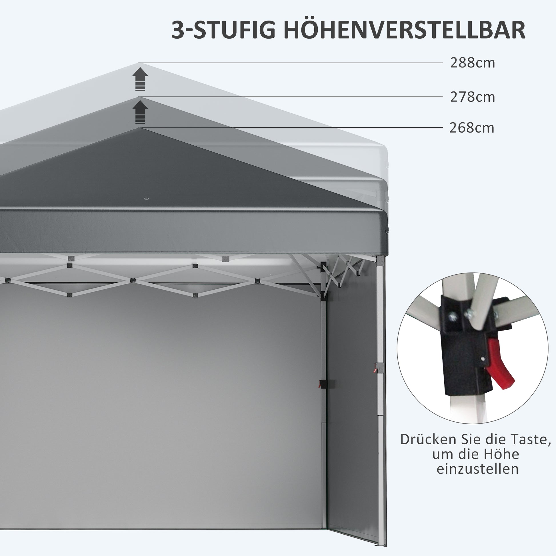 Pavilion approx. 3x3m, water-resistant Stable Winterproof Pop-up Folding Pavilion with 2 Side Walls, UV Protection 30+, Foldable Party Tent Garden Tent with Bag, Garden Pavilion for Camping, Dark Gray