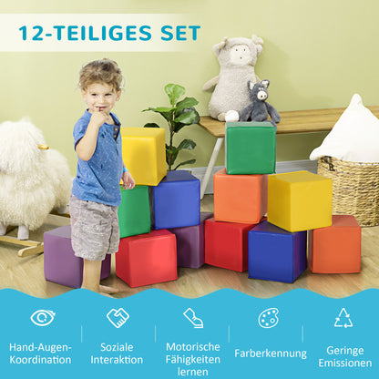 Building Block Set 12-Piece Foam Building Blocks Toy for Kids Foam Blocks for 1-3 Years OldChildren Faux Leather EPE