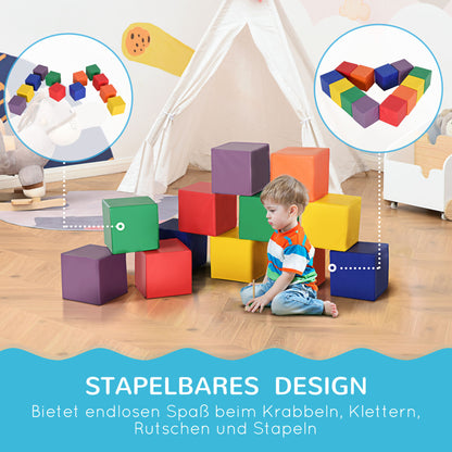 Building Block Set 12-Piece Foam Building Blocks Toy for Kids Foam Blocks for 1-3 Years OldChildren Faux Leather EPE