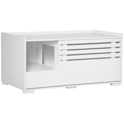 Cat Toilet Cabinet Cat House with Magnetic Door Divider Cat Litter Box Cat Cabinet for Cats Side Table Cat Cave 90 x 48 x 42.5 cm White