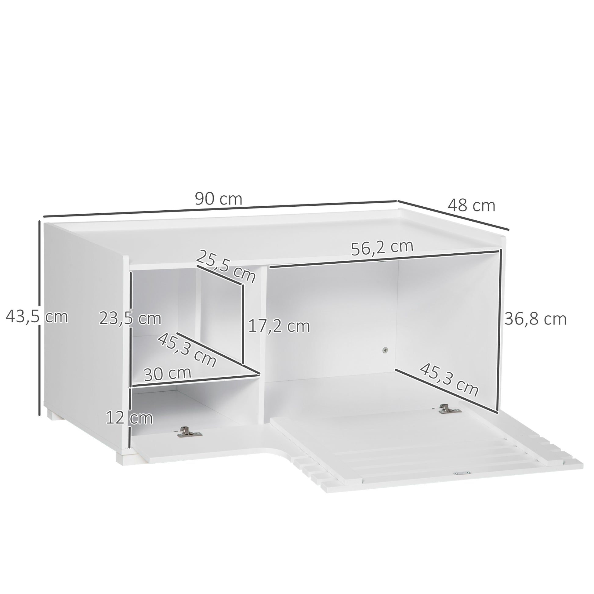 Cat Toilet Cabinet Cat House with Magnetic Door Divider Cat Litter Box Cat Cabinet for Cats Side Table Cat Cave 90 x 48 x 42.5 cm White