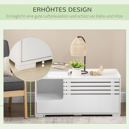 Cat Toilet Cabinet Cat House with Magnetic Door Divider Cat Litter Box Cat Cabinet for Cats Side Table Cat Cave 90 x 48 x 42.5 cm White