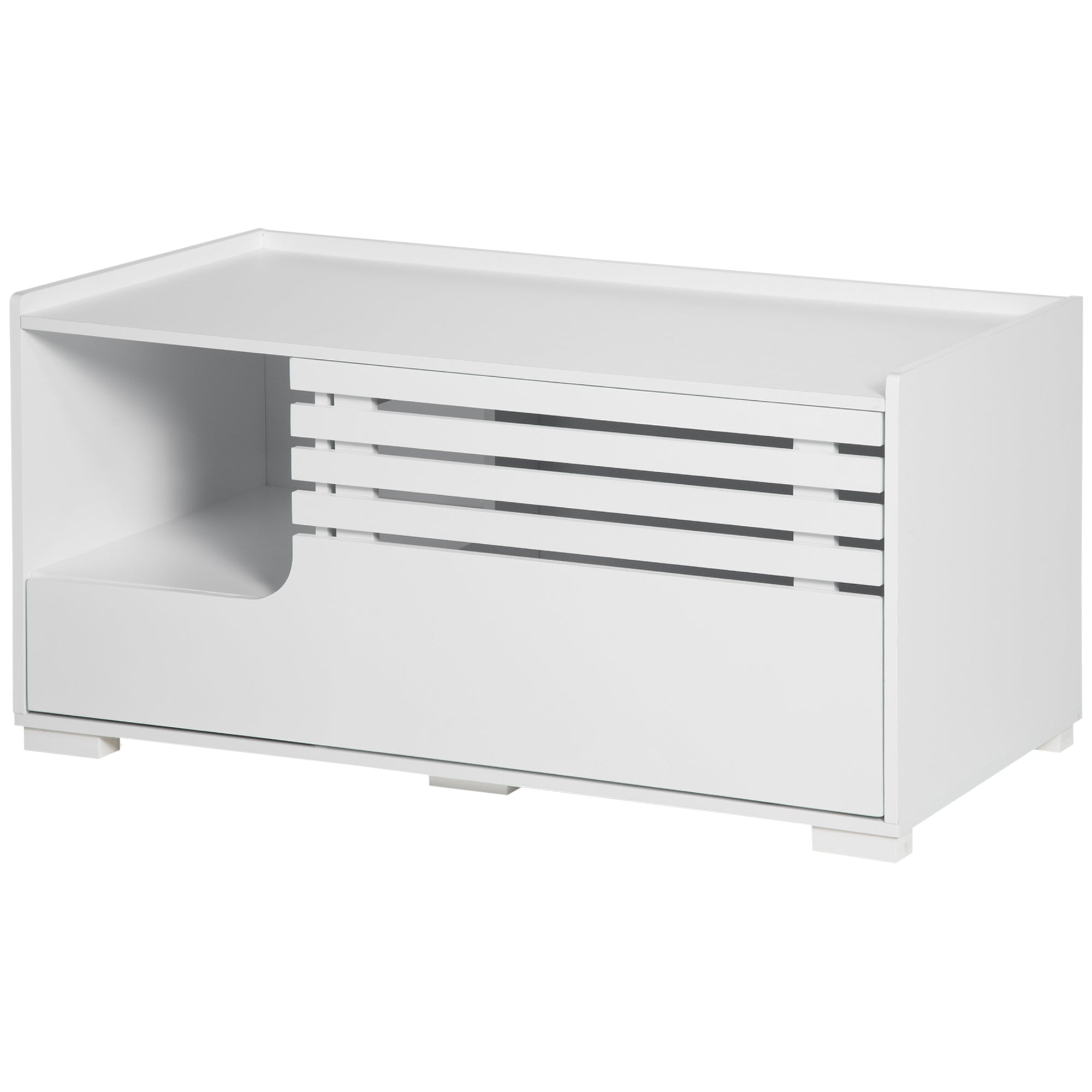Cat Toilet Cabinet Cat House with Magnetic Door Divider Cat Litter Box Cat Cabinet for Cats Side Table Cat Cave 90 x 48 x 42.5 cm White