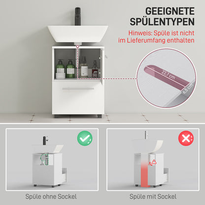 Sink Cabinet Under Cabinet with Cabinet Compartment, Drawer, Vanity Cabinet, Bathroom Cabinet with Anti-Tip Device for Wall-Mounted Basins White, 41.5 x 35.5 x 59 cm