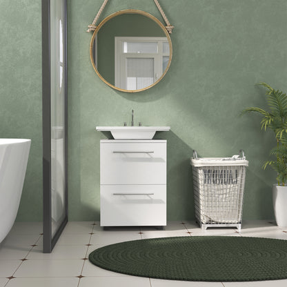 Sink Cabinet Under Cabinet with Cabinet Compartment, Drawer, Vanity Cabinet, Bathroom Cabinet with Anti-Tip Device for Wall-Mounted Basins White, 41.5 x 35.5 x 59 cm