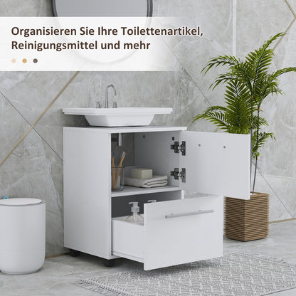 Sink Cabinet Under Cabinet with Cabinet Compartment, Drawer, Vanity Cabinet, Bathroom Cabinet with Anti-Tip Device for Wall-Mounted Basins White, 41.5 x 35.5 x 59 cm