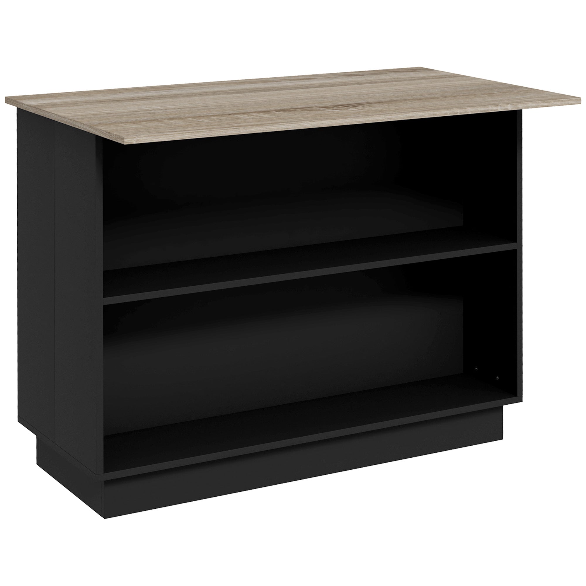 Kitchen Island Kitchen Cart with 2 Open Shelves 2 Doors and Adjustable Shelves Modern Style 100 kg Capacity 105x60x82 cm Black and Oak