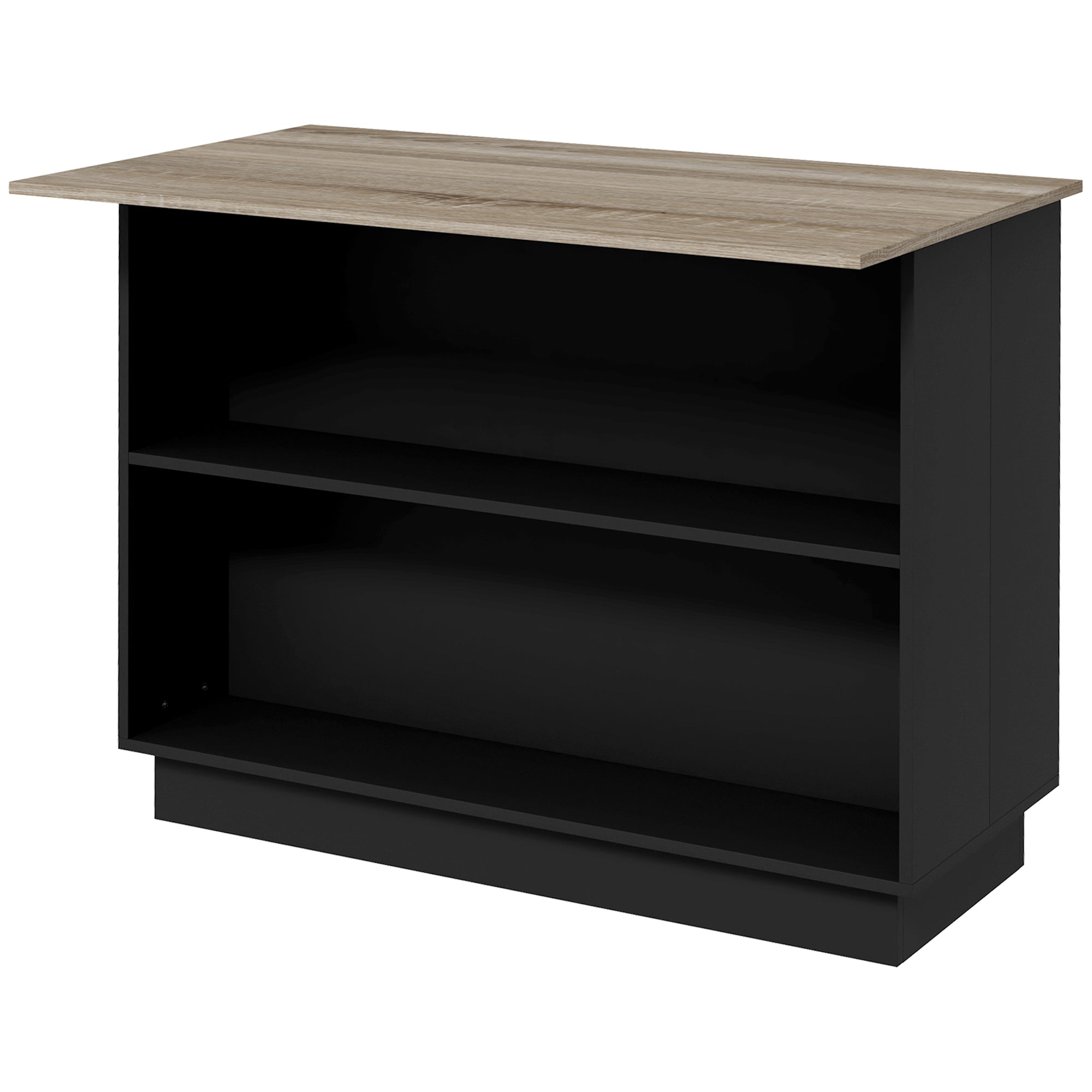 Kitchen Island Kitchen Cart with 2 Open Shelves 2 Doors and Adjustable Shelves Modern Style 100 kg Capacity 105x60x82 cm Black and Oak