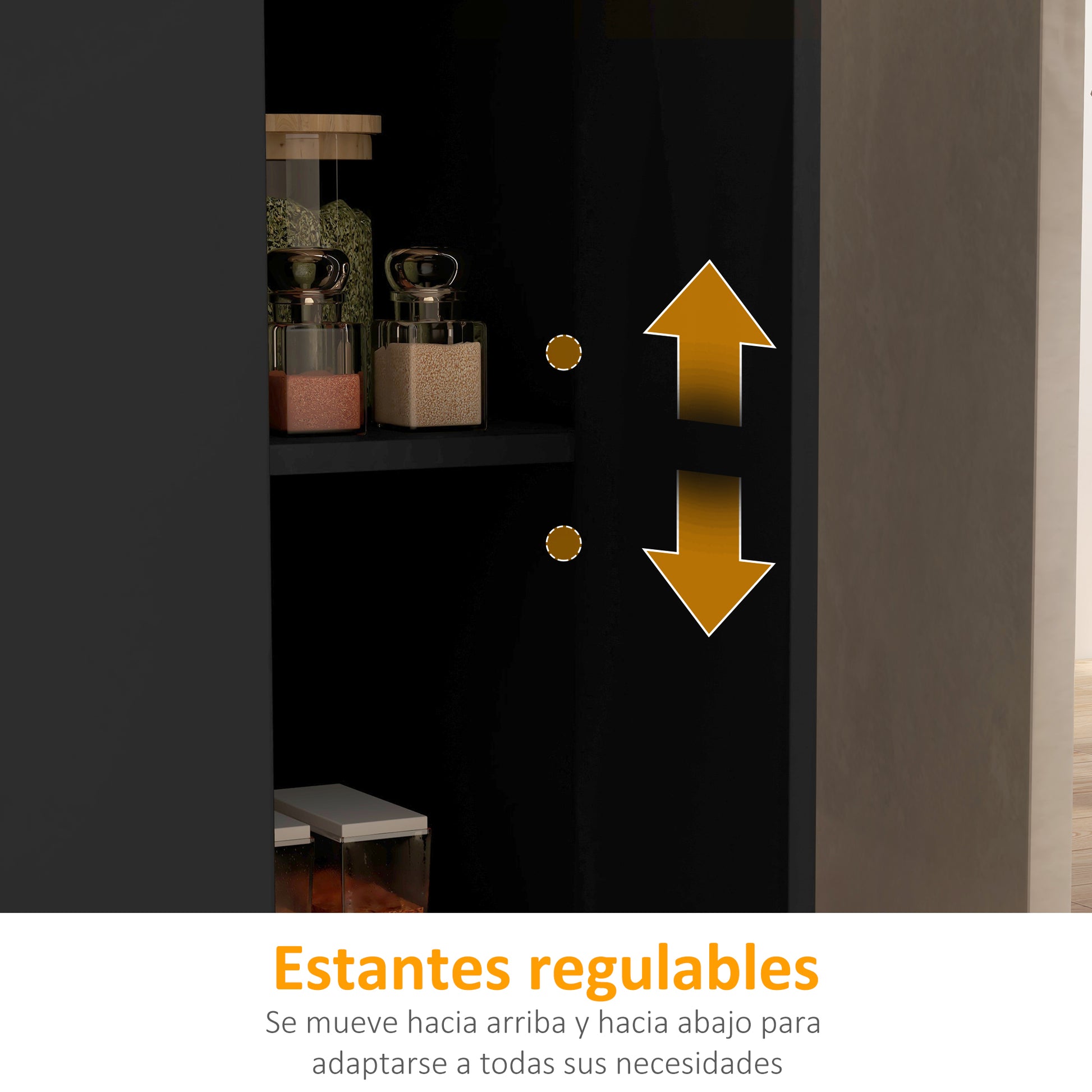 Kitchen Island Kitchen Cart with 2 Open Shelves 2 Doors and Adjustable Shelves Modern Style 100 kg Capacity 105x60x82 cm Black and Oak