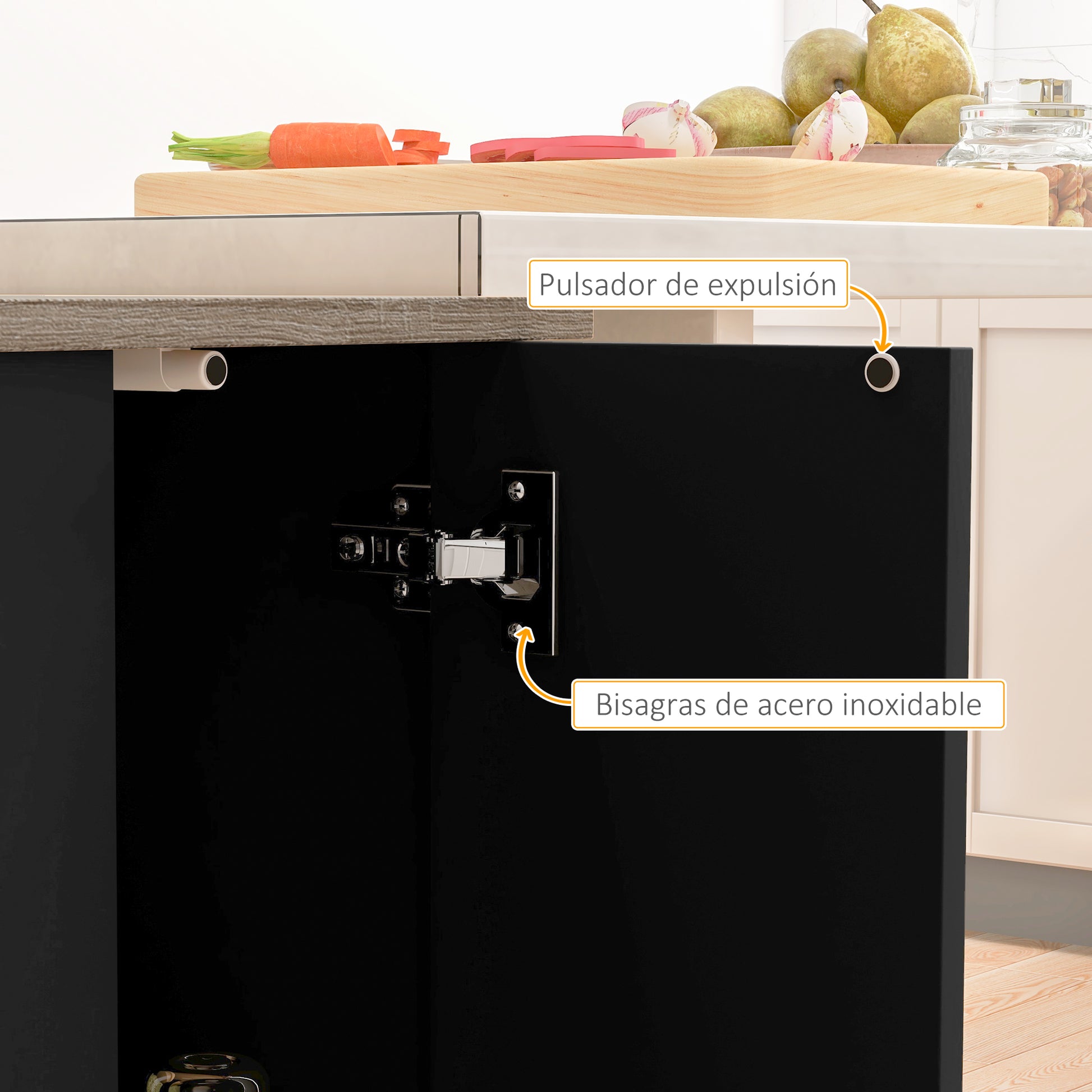 Kitchen Island Kitchen Cart with 2 Open Shelves 2 Doors and Adjustable Shelves Modern Style 100 kg Capacity 105x60x82 cm Black and Oak