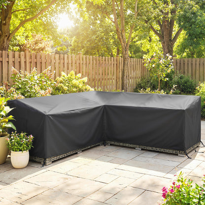 Protective Cover for Patio Furniture — Weatherproof, Waterproof V-Shaped Cover, Anti-UV 420D Oxford Fabric, Windproof, for Patio Tables & Terrace Furniture, 216 x 216 x 78 cm (85 x 85 x 30.7 in) — Black