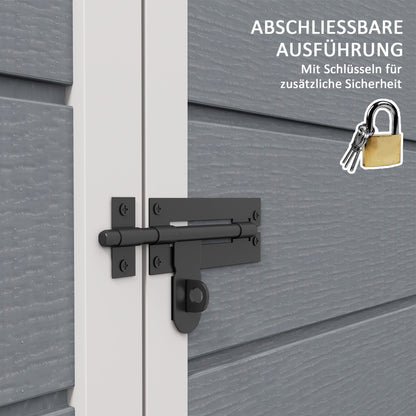 Tool Shed 2.12m² 183x134x210 cm Equipment Shed with Gable Roof Lockable Door Windows Floor Plate Weatherproof Garden House Outdoor Garden Shed Cabinet for Backyard Exterior Gray