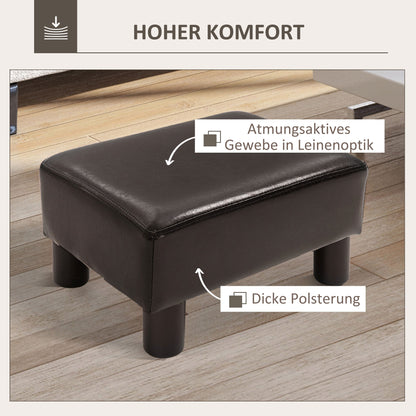Footstool Stool with Faux Leather Modern Ottoman Footrest Footstool for Bedroom, Living Room, Brown