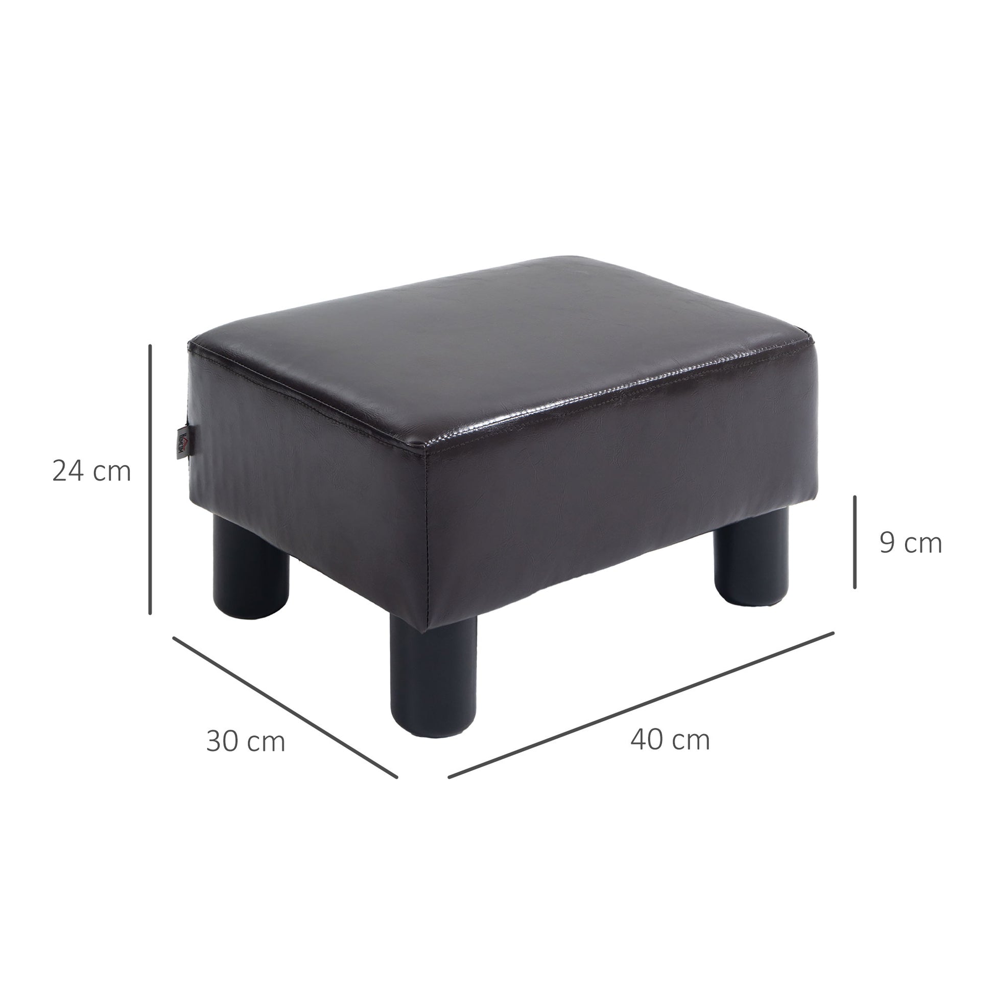 Footstool Stool with Faux Leather Modern Ottoman Footrest Footstool for Bedroom, Living Room, Brown