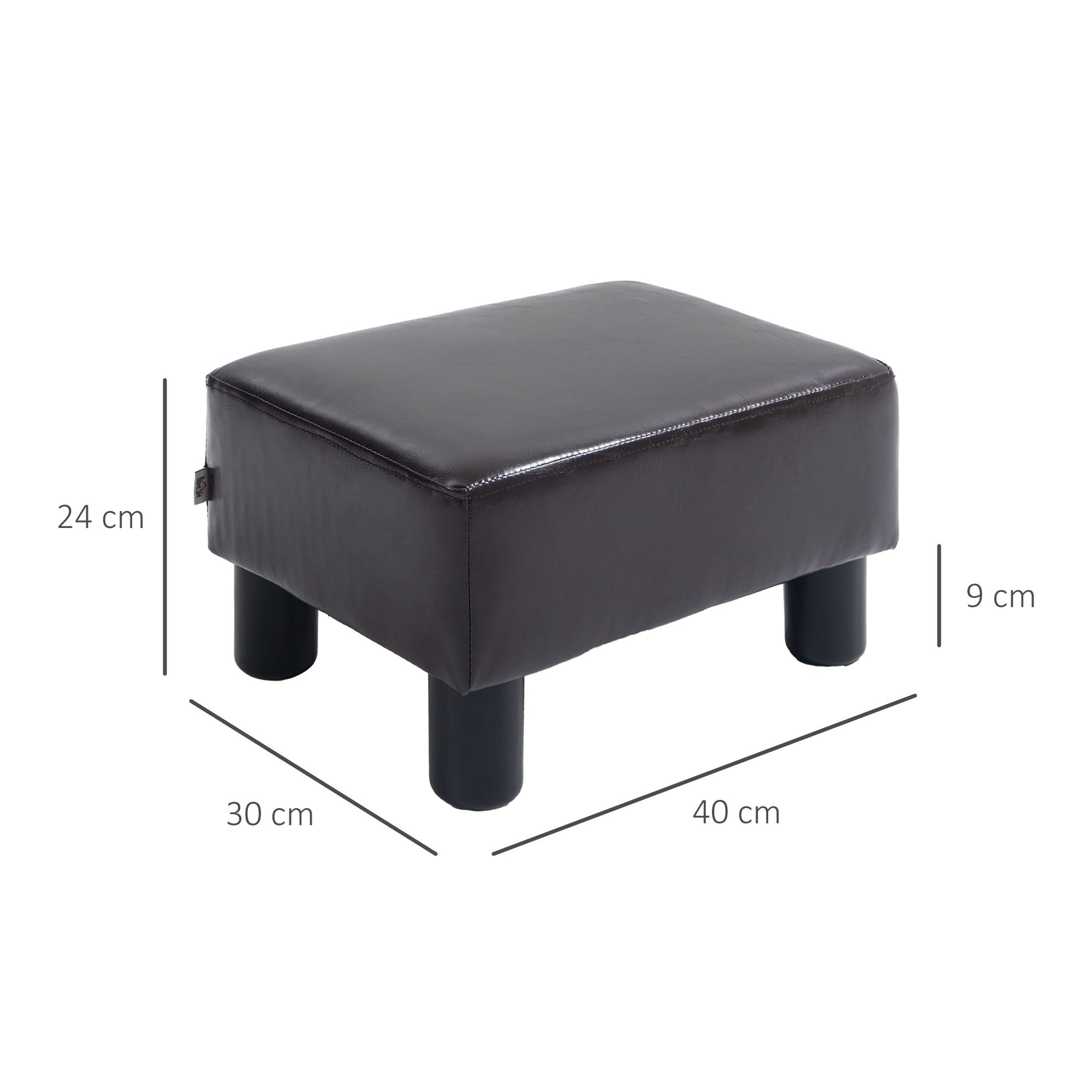 Footstool Stool with Faux Leather Modern Ottoman Footrest Footstool for Bedroom, Living Room, Brown