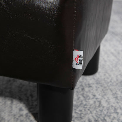 Footstool Stool with Faux Leather Modern Ottoman Footrest Footstool for Bedroom, Living Room, Brown