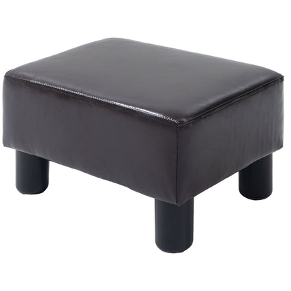 Footstool Stool with Faux Leather Modern Ottoman Footrest Footstool for Bedroom, Living Room, Brown