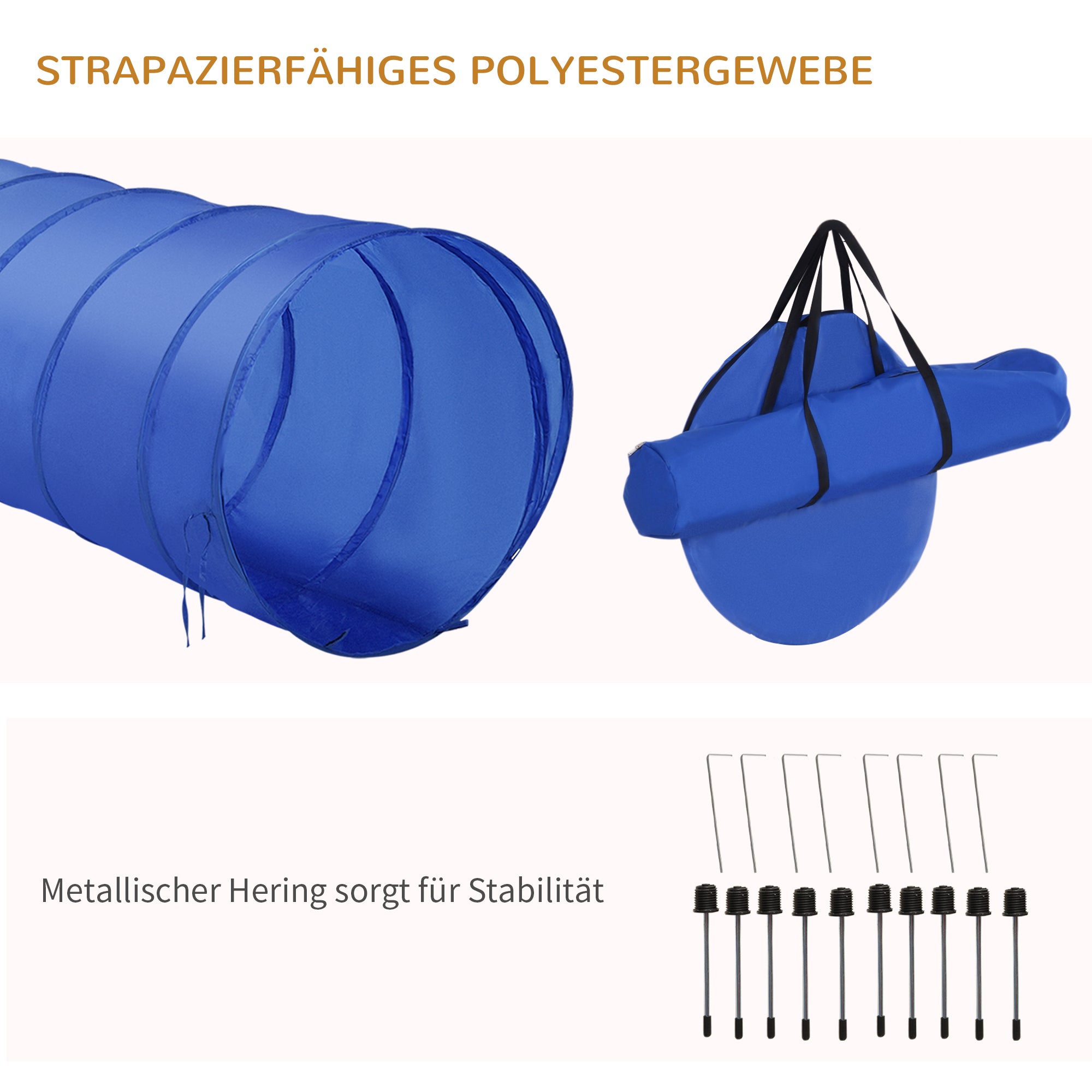 Agility Training Set Slalom Hurdles Tunnel Dog Sports Training Area PE+Polyester Blue+Yellow