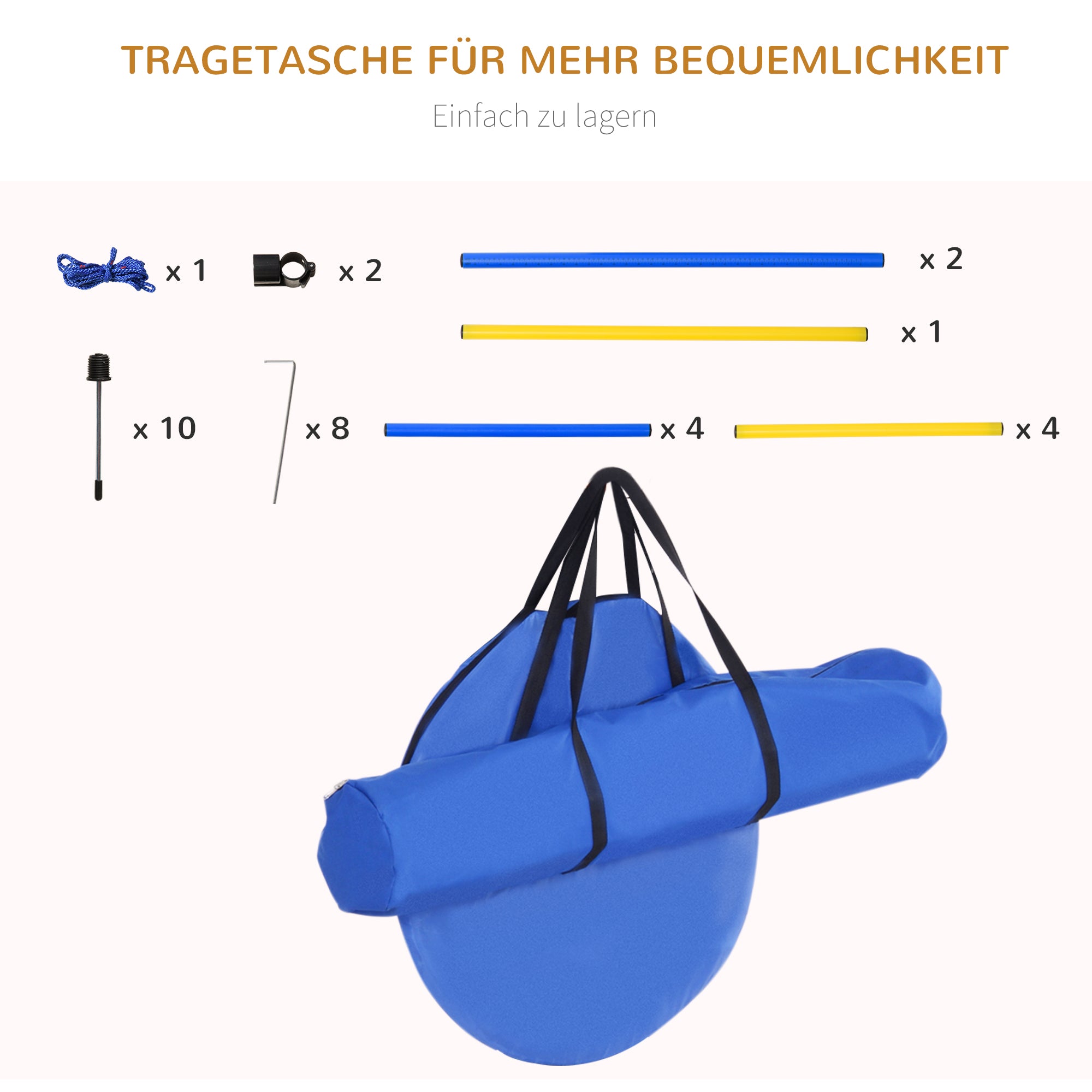 Agility Training Set Slalom Hurdles Tunnel Dog Sports Training Area PE+Polyester Blue+Yellow