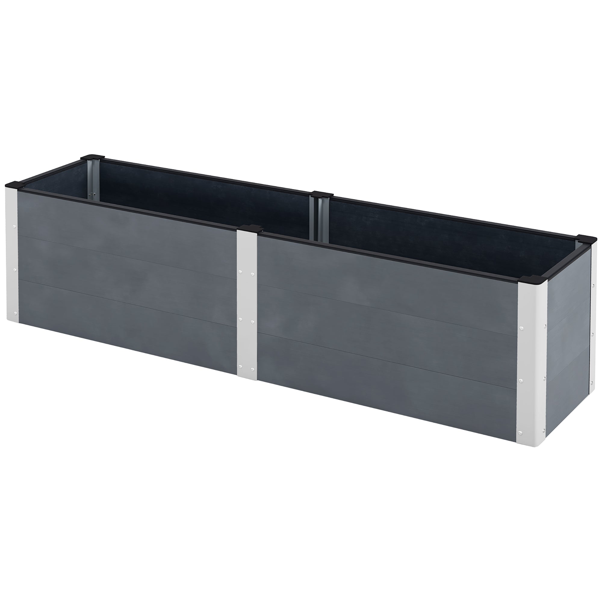 Raised Garden Bed, Flower Box, Planter Box, Vegetable Bed with Open Bottom, Herb Bed for Garden, Balcony, Gray, 200 x 50 x 56 cm