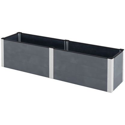 Raised Garden Bed, Flower Box, Planter Box, Vegetable Bed with Open Bottom, Herb Bed for Garden, Balcony, Gray, 200 x 50 x 56 cm
