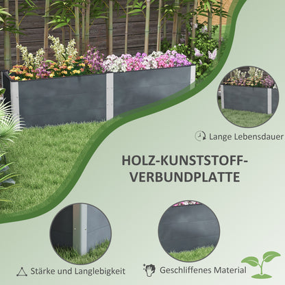 Raised Garden Bed, Flower Box, Planter Box, Vegetable Bed with Open Bottom, Herb Bed for Garden, Balcony, Gray, 200 x 50 x 56 cm