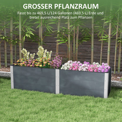 Raised Garden Bed, Flower Box, Planter Box, Vegetable Bed with Open Bottom, Herb Bed for Garden, Balcony, Gray, 200 x 50 x 56 cm