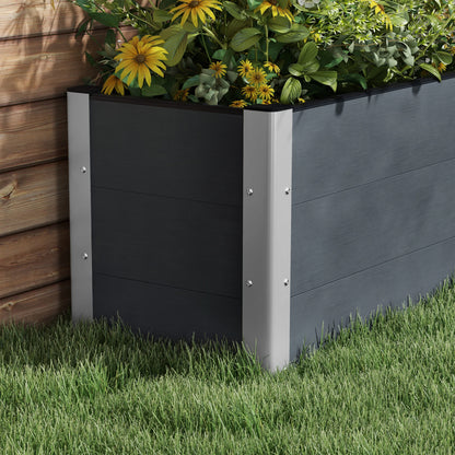 Raised Garden Bed, Flower Box, Planter Box, Vegetable Bed with Open Bottom, Herb Bed for Garden, Balcony, Gray, 200 x 50 x 56 cm