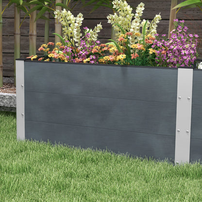Raised Garden Bed, Flower Box, Planter Box, Vegetable Bed with Open Bottom, Herb Bed for Garden, Balcony, Gray, 200 x 50 x 56 cm